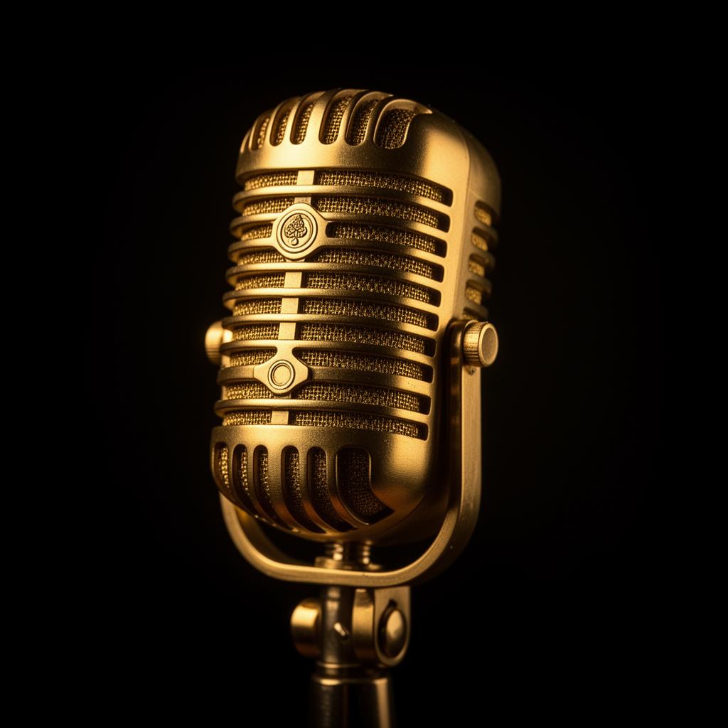 Vintage gold condenser microphone